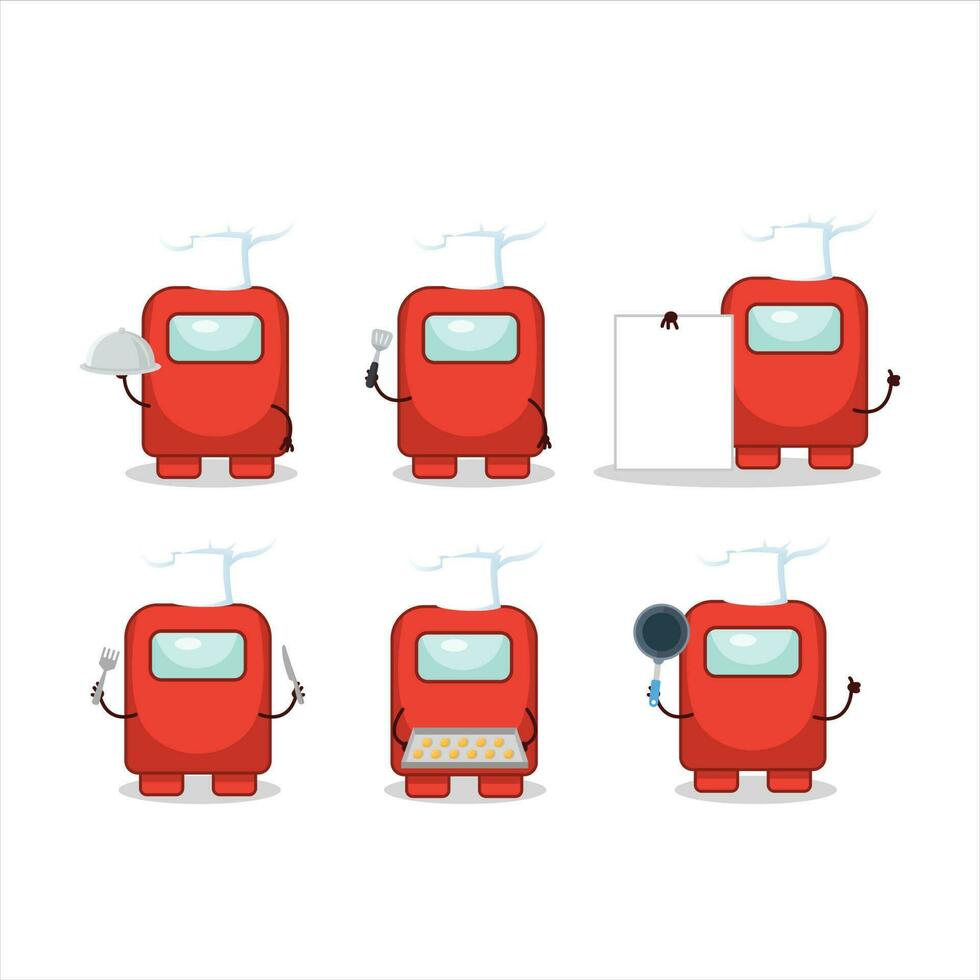 cartone animato personaggio di tra noi rosso con vario capocuoco emoticon vettore