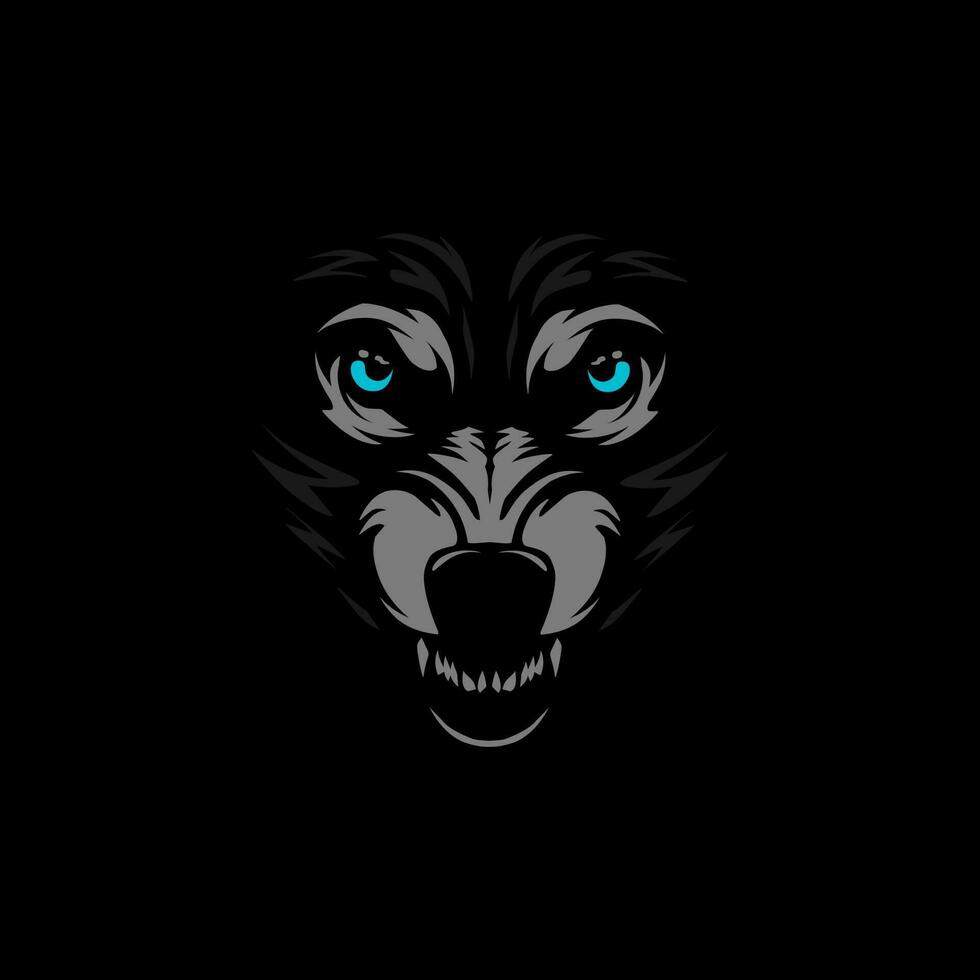 lupo logo linea pop arte ritratto colorato design con buio sfondo. astratto animale vettore illustrazione.