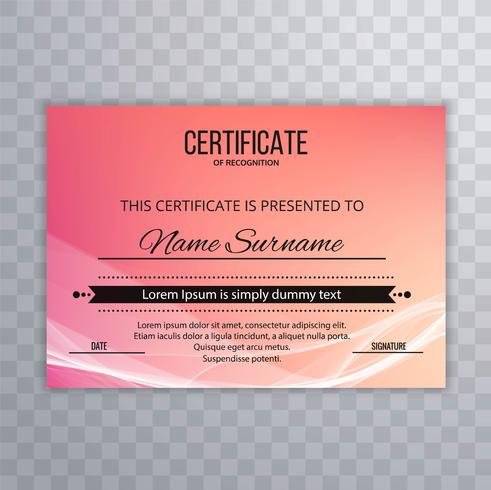 Certificato Premium bellissimo modello assegna il diploma creativo w vettore