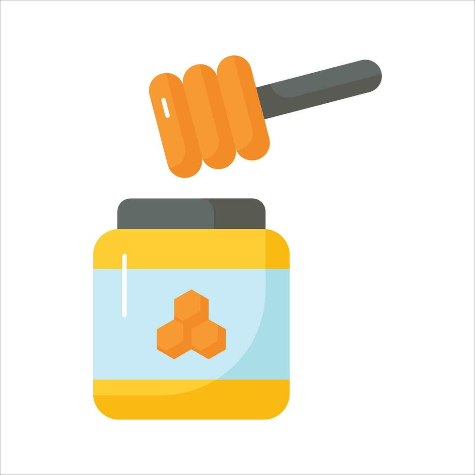 miele vaso con mestolo concetto vettore di miele nel moderno stile, pronto per uso icona