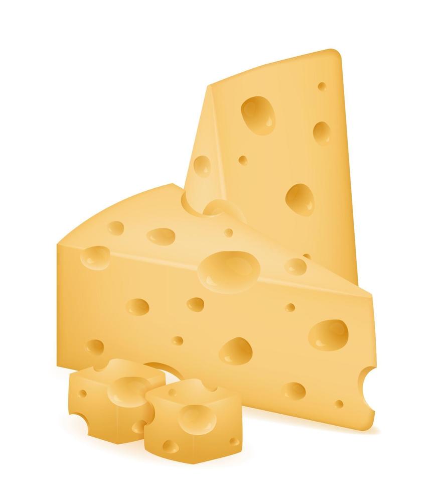 pezzo di formaggio a fette con illustrazione vettoriali stock fori isolato su priorità bassa bianca