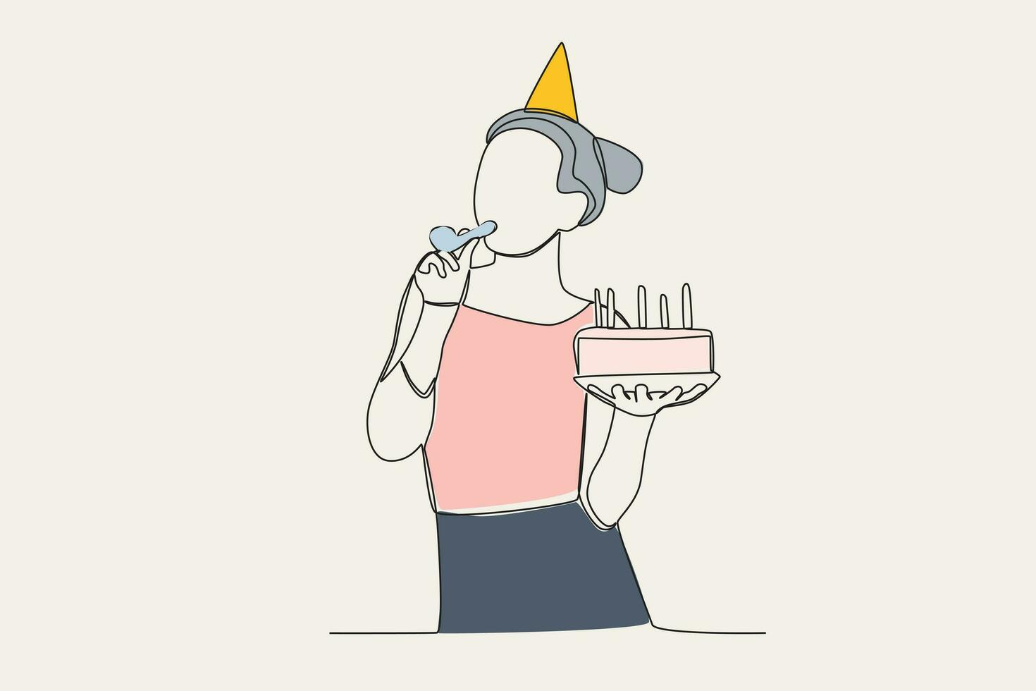 colore illustrazione di un' contento donna festeggiare sua compleanno vettore