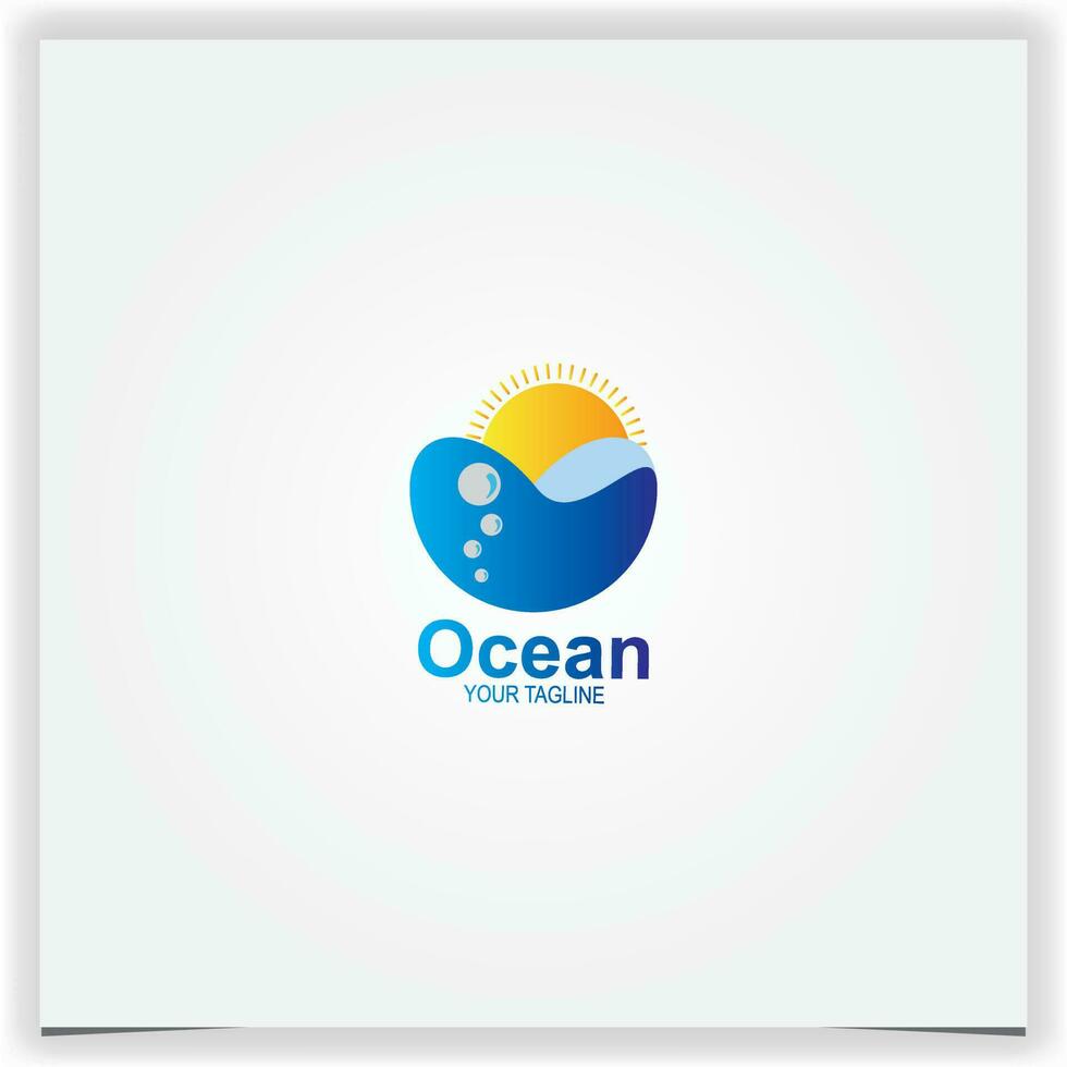 oceano con sole logo premio elegante modello vettore eps 10