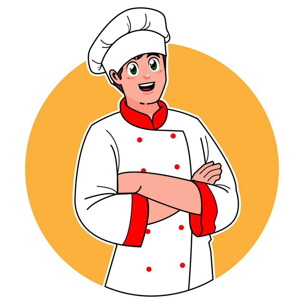 un' professionale capocuoco indossare un' dello chef uniforme vettore