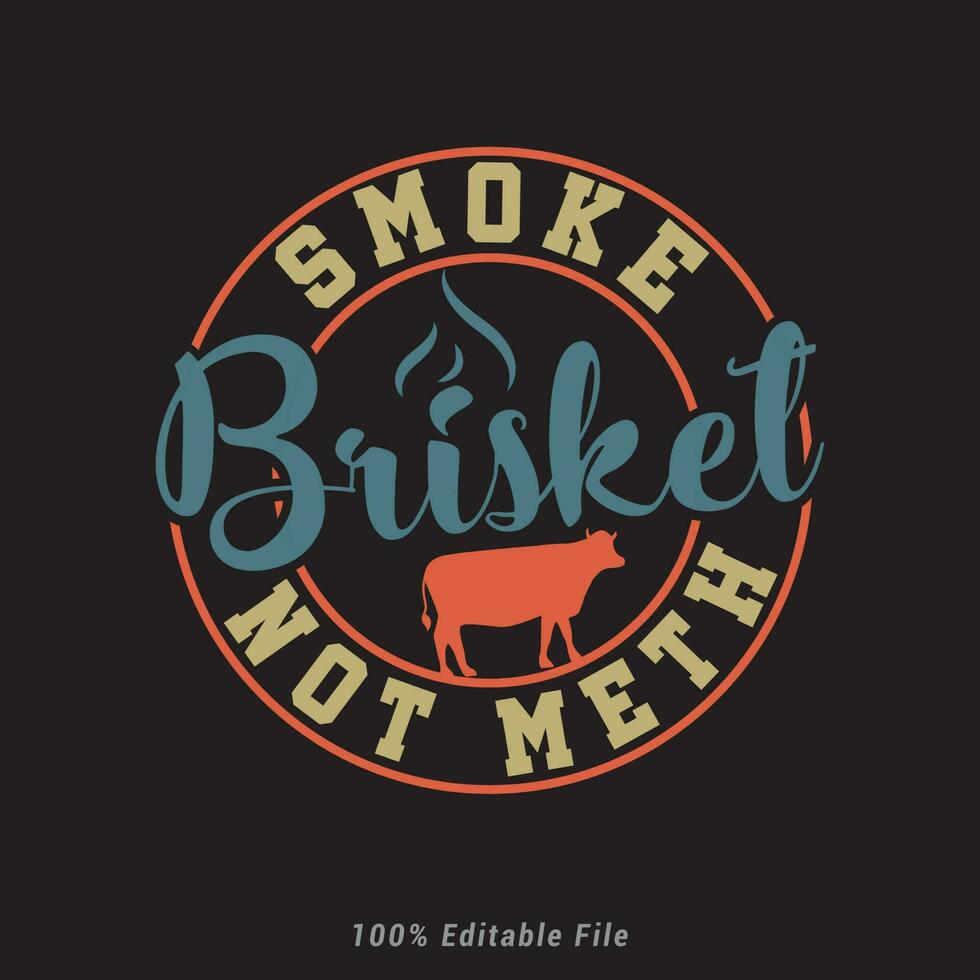 Fumo punta di petto non meth bbq volta. barbecue festa. Vintage ▾ manifesto. vettore