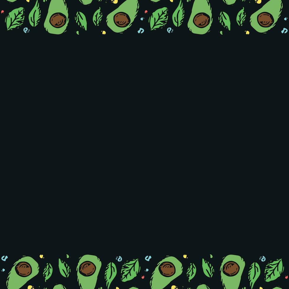 avocado sfondo con posto per testo. disegnato avocado illustrazione vettore