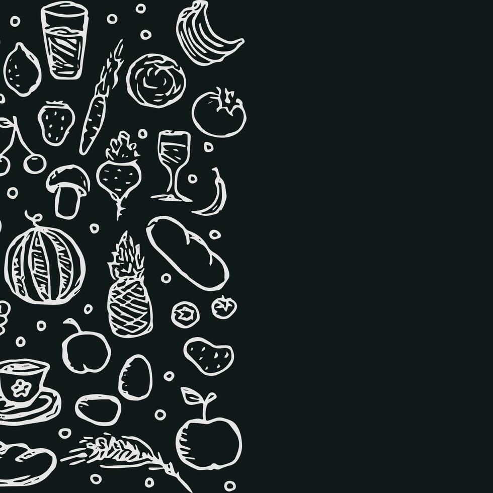disegnato cibo sfondo. scarabocchio cibo illustrazione con posto per testo vettore