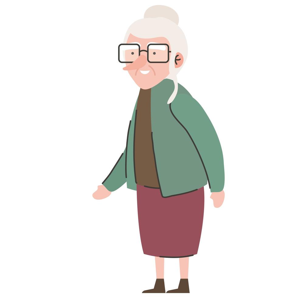 simpatico membro della nonna utilizzando il carattere degli occhiali vettore
