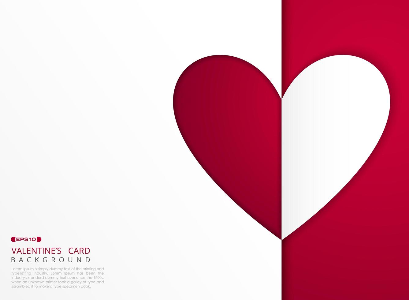 carta di San Valentino astratta con cuore in copertina sfondo sfumato rosso e bianco. vettore
