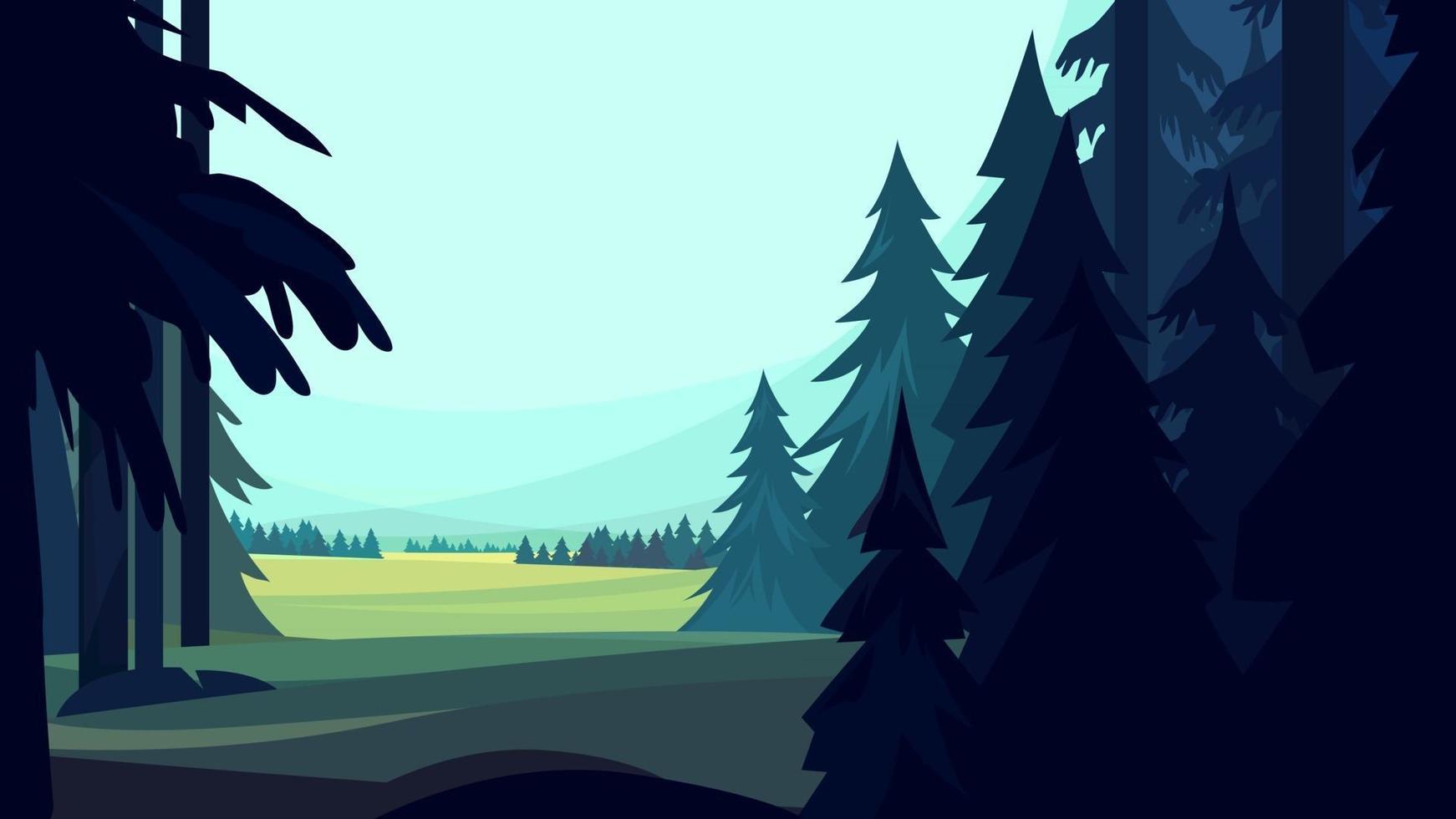 foresta di conifere in stile cartone animato vettore