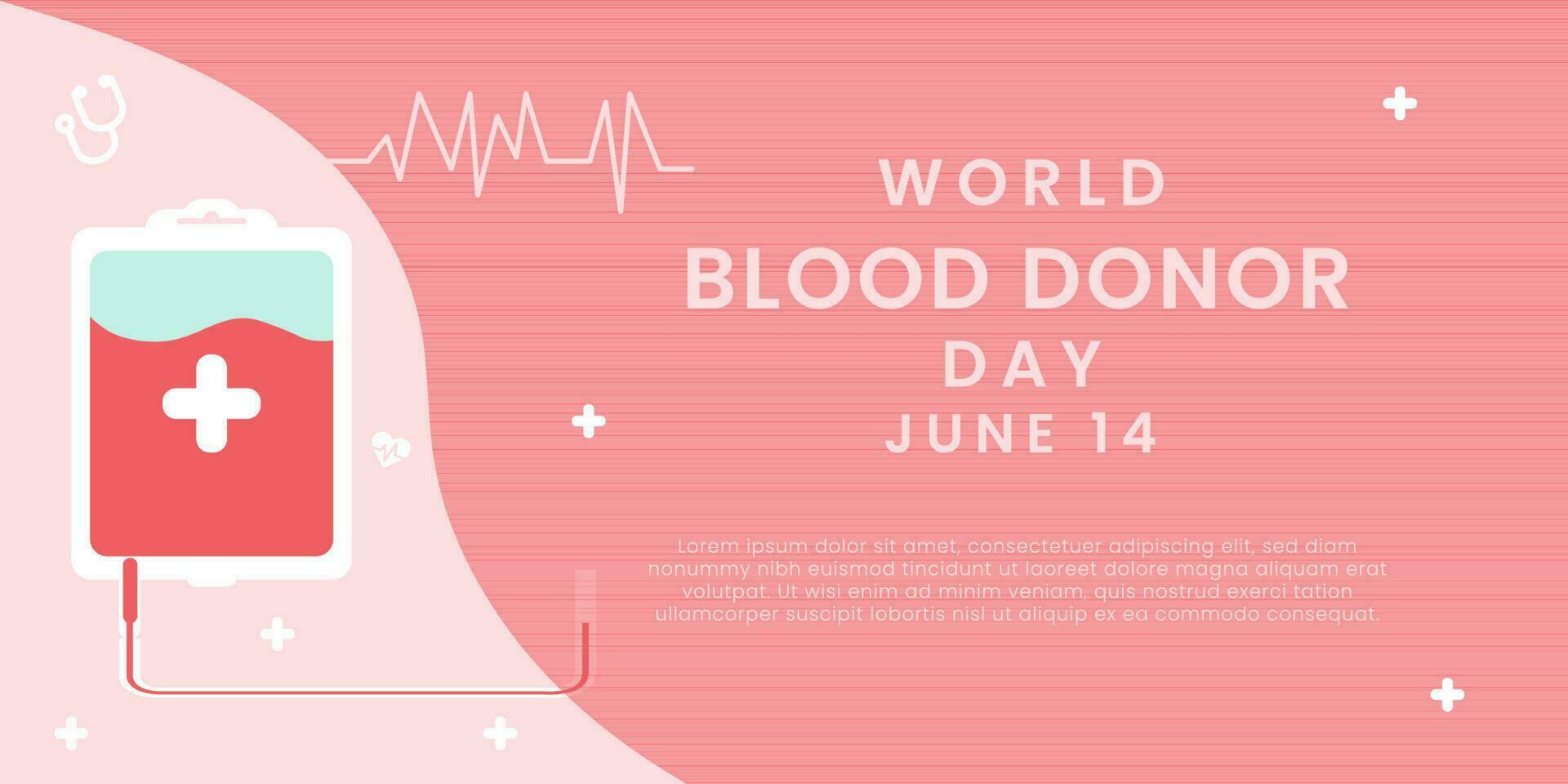 mondo sangue donatore giorno su giugno 14. sangue donazione concetto. dare sangue Salva vita. mondo sangue donatore giorno consapevolezza. sfondo, manifesto, striscione, volantino. vettore illustrazione.
