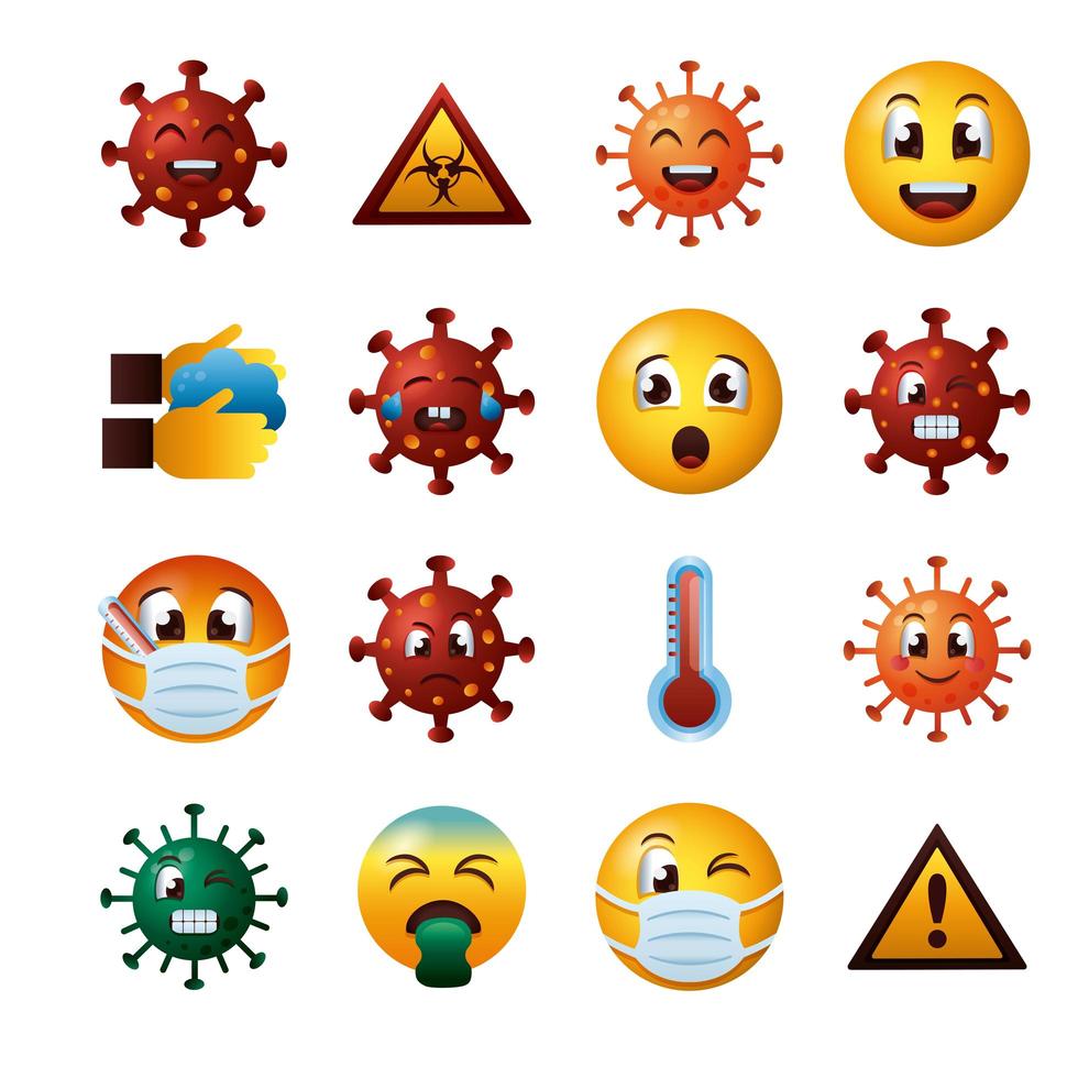 bundle di covid19 emoji impostare le icone vettore