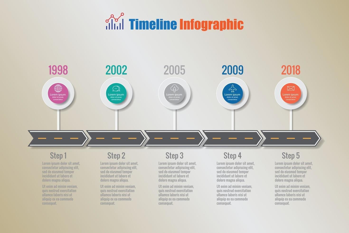 business roadmap timeline infografica vettore
