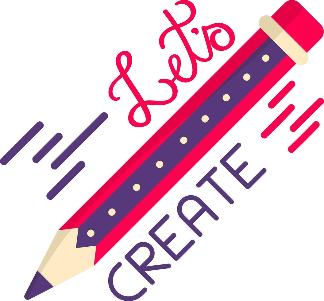 rosso e viola lascia creare testo con matita su bianca sfondo per etichetta o etichetta design. vettore