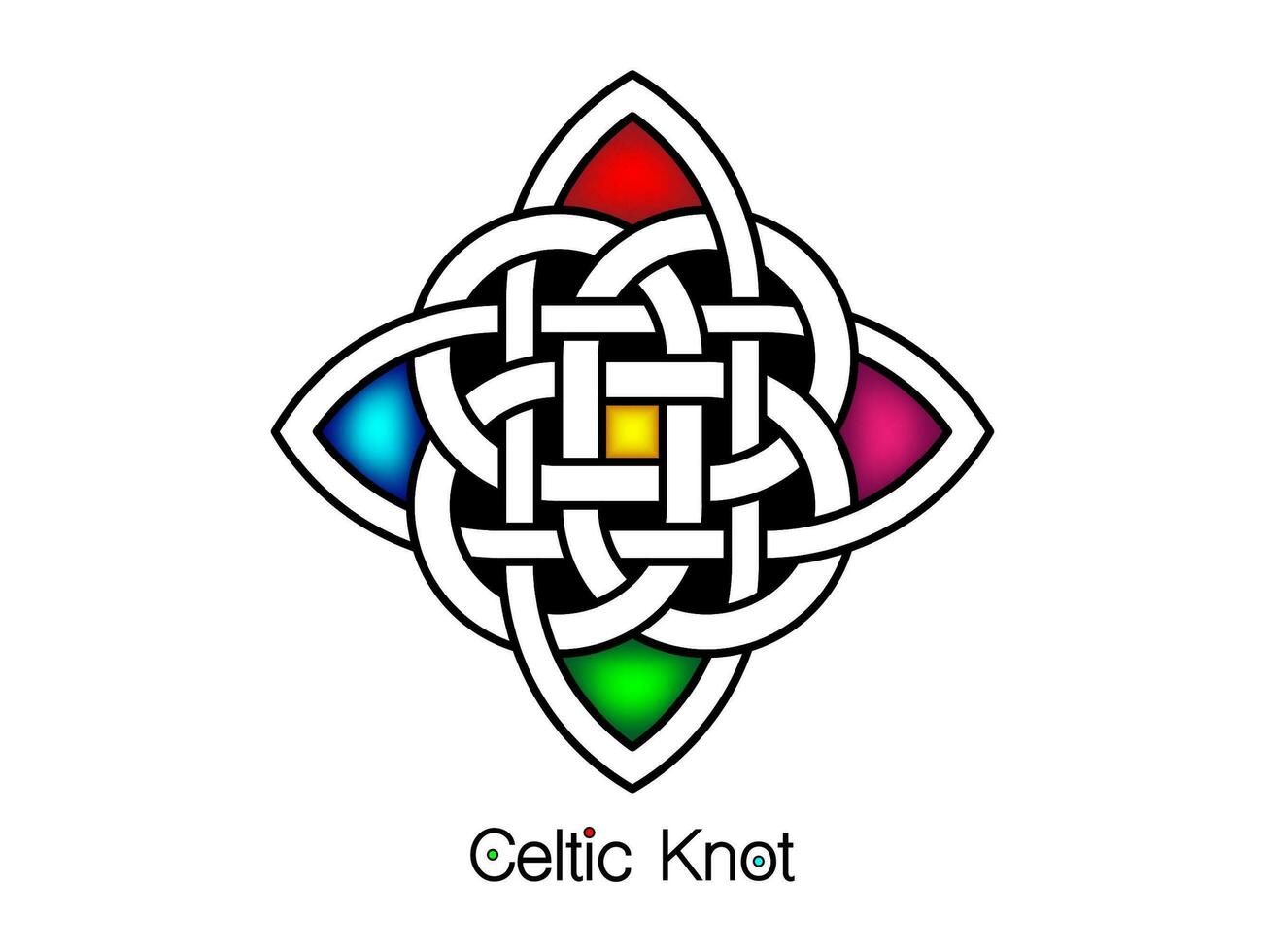 celtico nodo, interbloccata cerchi logo, colorato vettore tatuaggio ornamento interlacciato nastro isolato su bianca sfondo