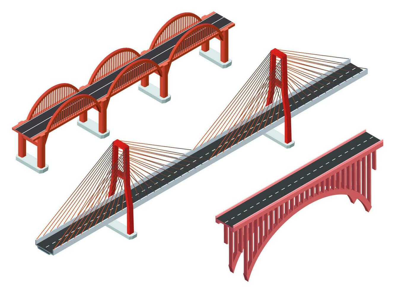impostato di isometrico ponti vettore