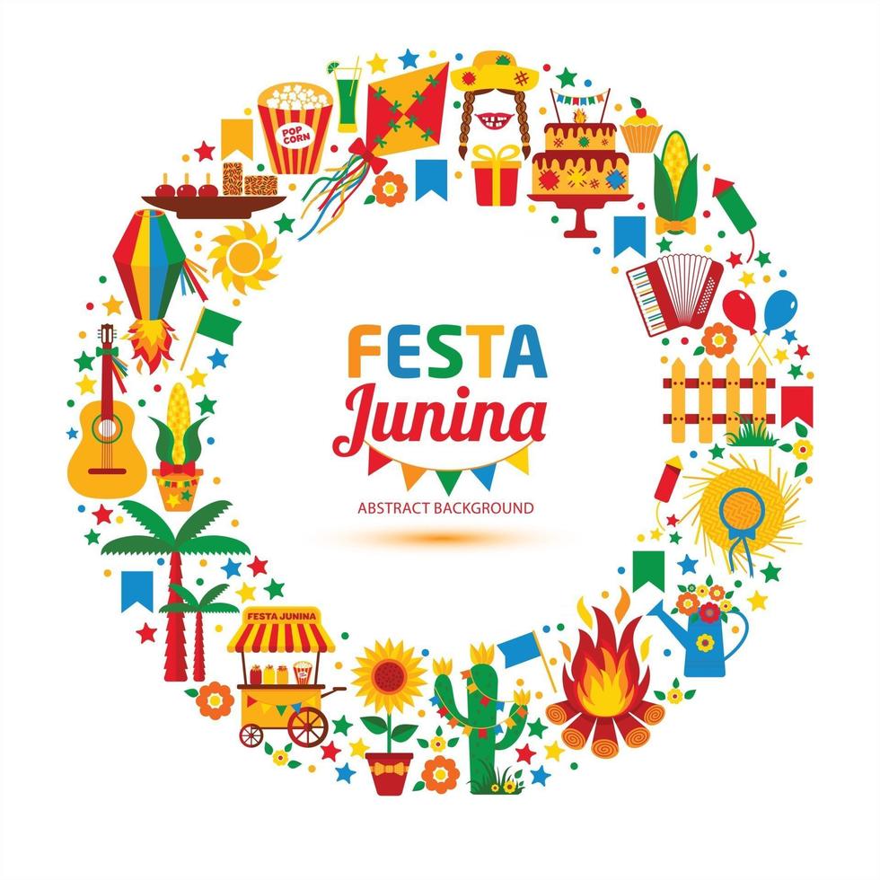 festa junina village festival in brasilia card illustration vettore