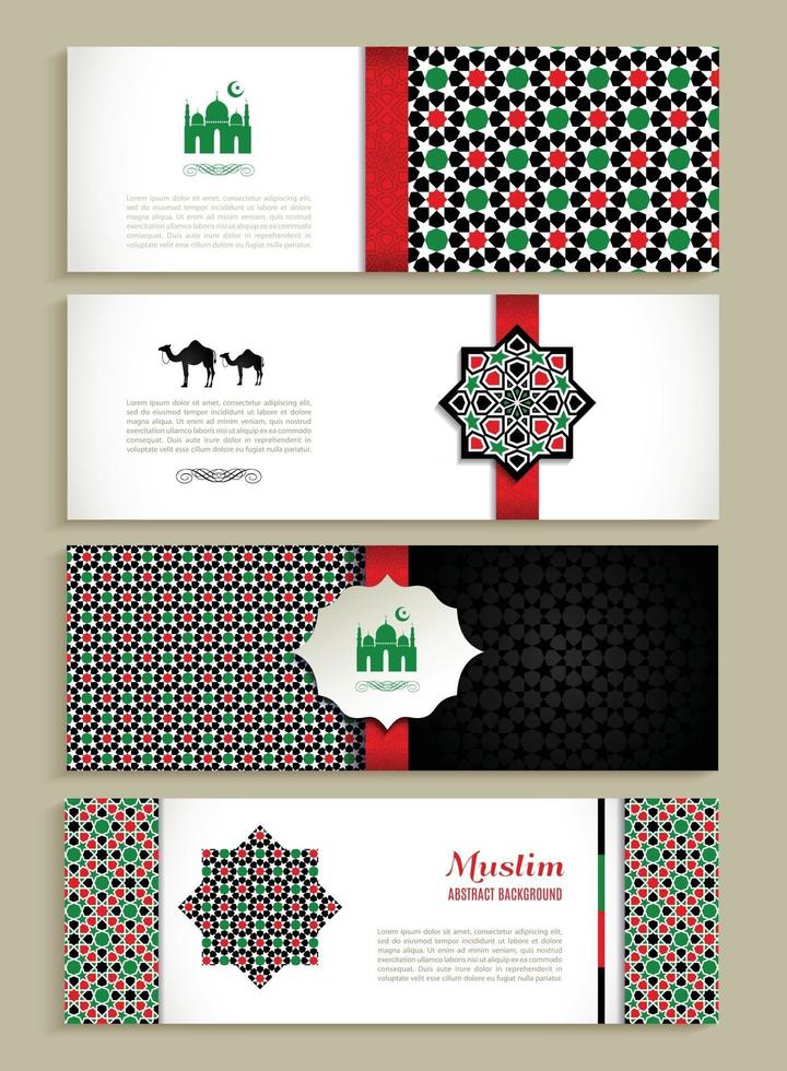 set di banner di design di colore islamico degli Emirati Arabi Uniti vettore
