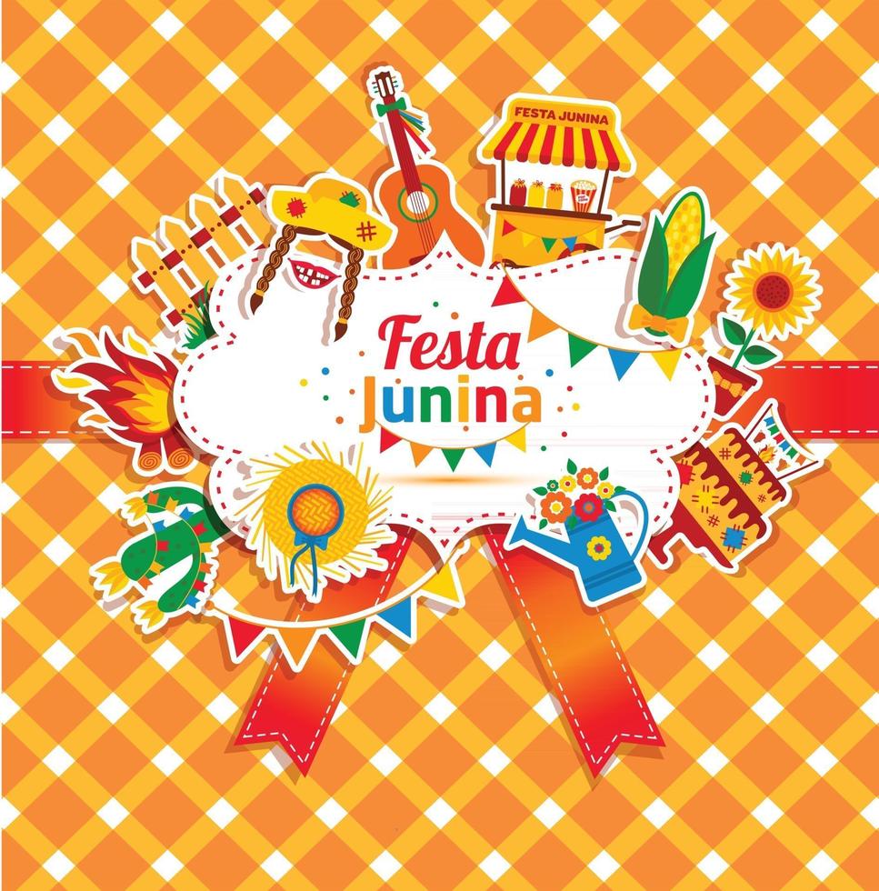 festa junina festival del villaggio nelle icone dell'america latina vettore