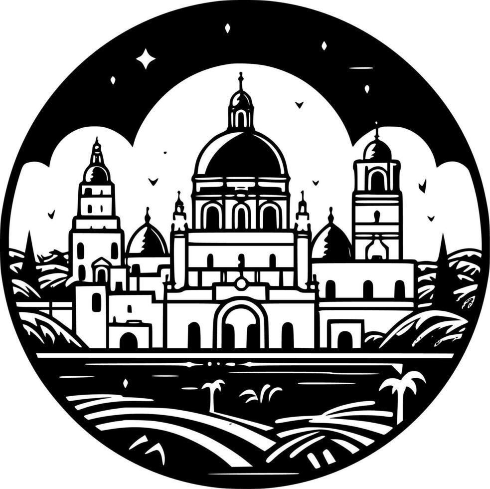 Messico - nero e bianca isolato icona - vettore illustrazione