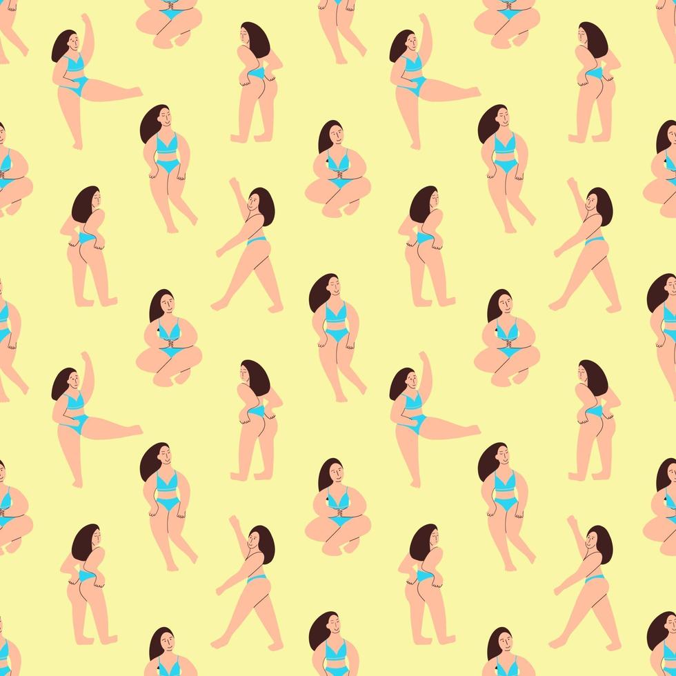 modello senza cuciture di ragazze bodypositive. una modella sinuosa mostra il suo corpo. illustrazione vettoriale