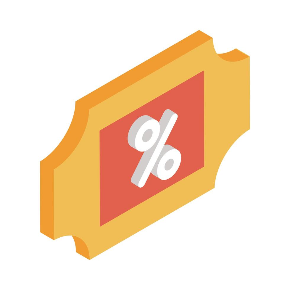 percentuale su etichetta stile isometrico icona disegno vettoriale