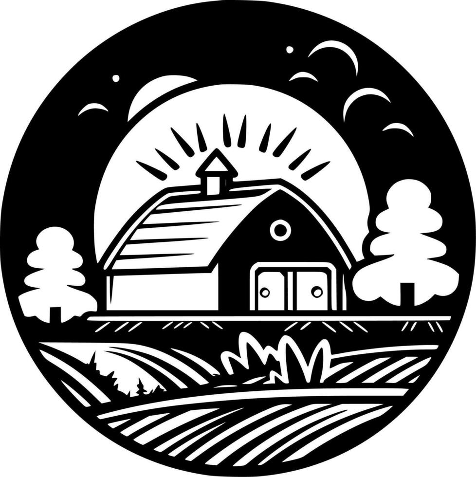 azienda agricola, minimalista e semplice silhouette - vettore illustrazione