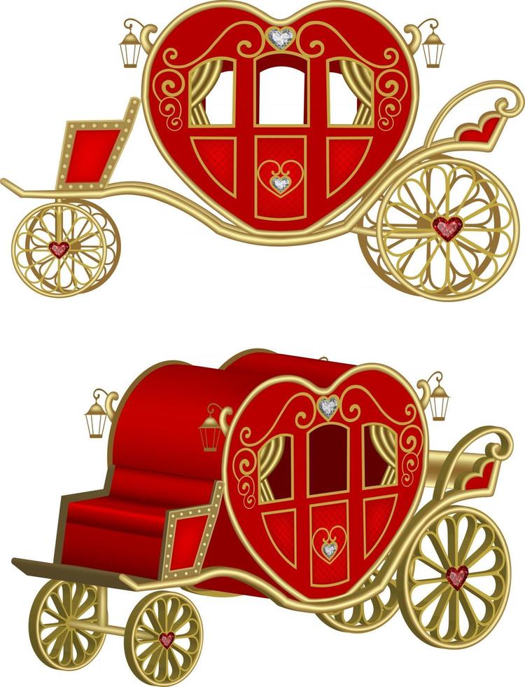 carrozza di San Valentino a forma di cuore vettore