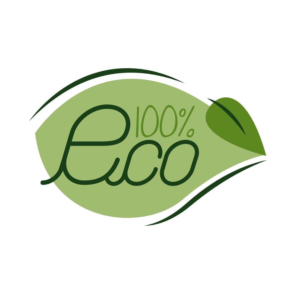 Icona di stile piatto 100% eco lettering vettore