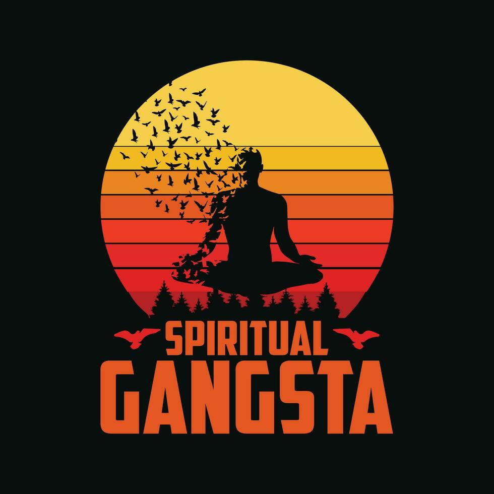 divertente yoga spirituale gangsta namaste Vintage ▾ vettore