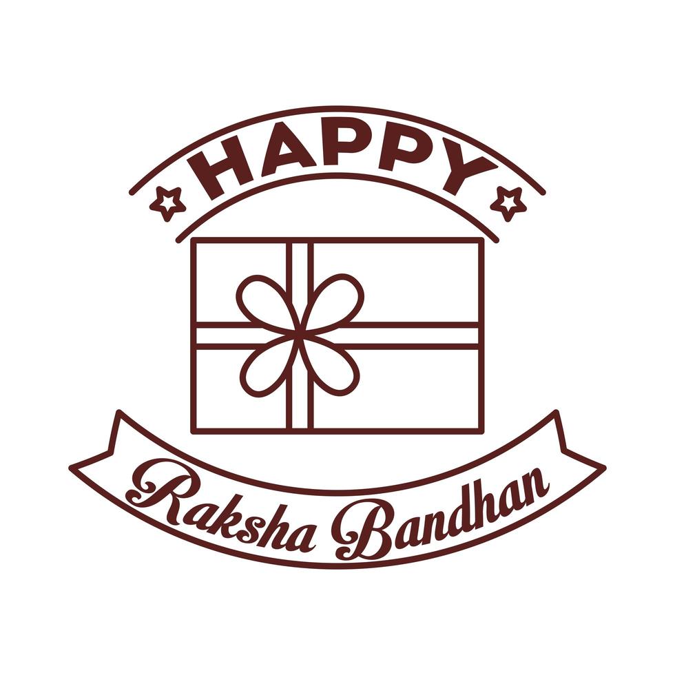 felice festa di raksha bandhan con stile linea regalo vettore