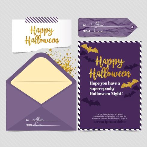 Vector Gold e Purple Halloween Card