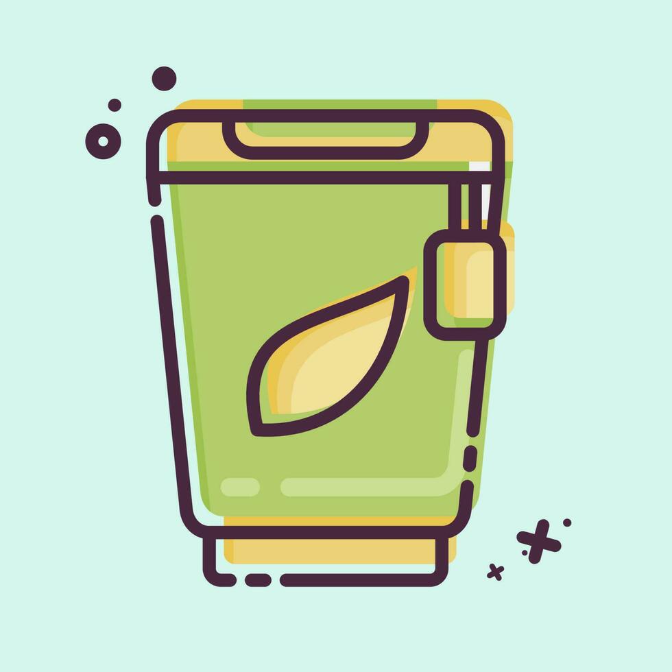 icona bicchiere di carta. relazionato per tè simbolo. mbe stile. semplice design modificabile. semplice illustrazione. verde tè vettore