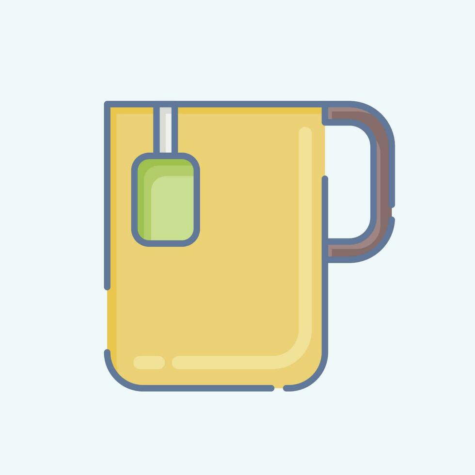 icona ufficio tè. relazionato per tè simbolo. scarabocchio stile. semplice design modificabile. semplice illustrazione. verde tè vettore