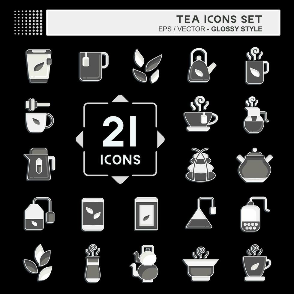icona impostato tè. relazionato per bevanda simbolo. lucido stile. semplice design modificabile. semplice illustrazione. verde tè vettore