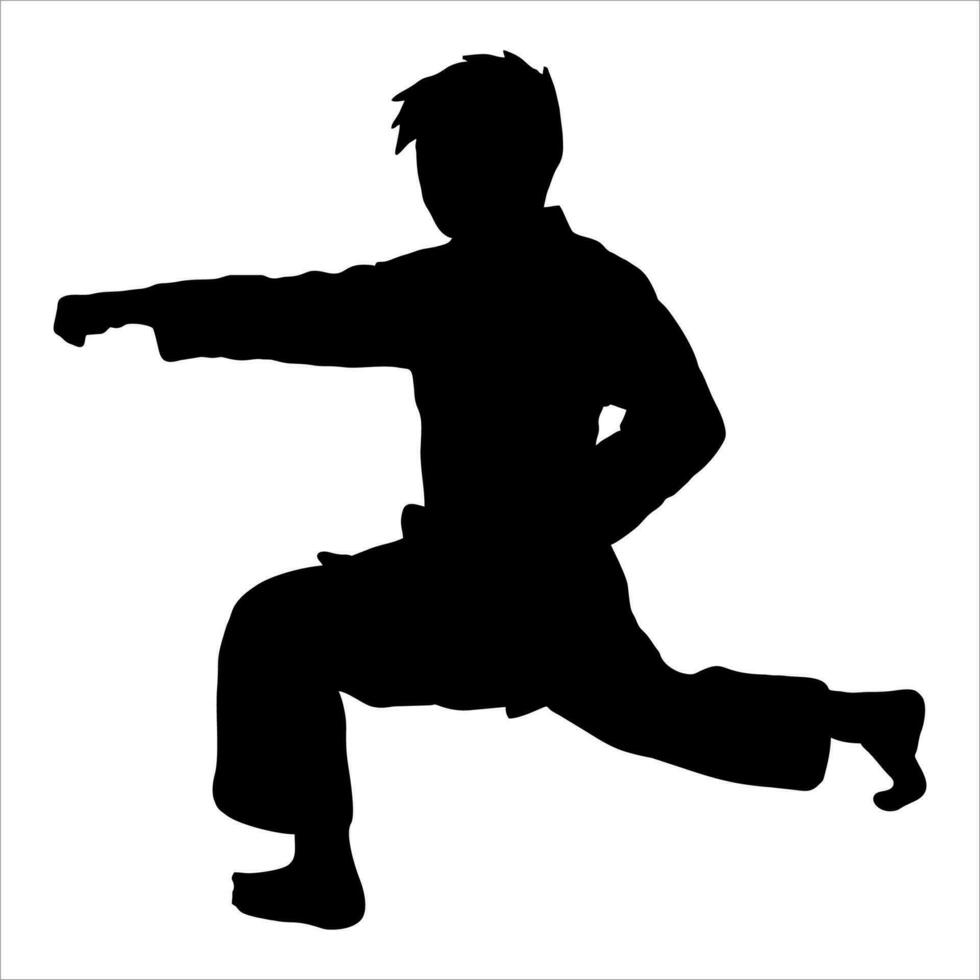 karatè calcio e pose di karatè tecniche. marziale arti. Questo vettore illustra parecchi pose di karatè tecniche nel silhouette vettore illustrazione.