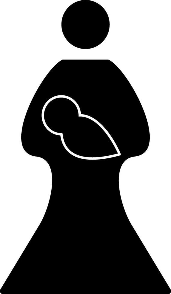 personaggio di nero senza volto madre Tenere bambino. glifo icona o simbolo. vettore