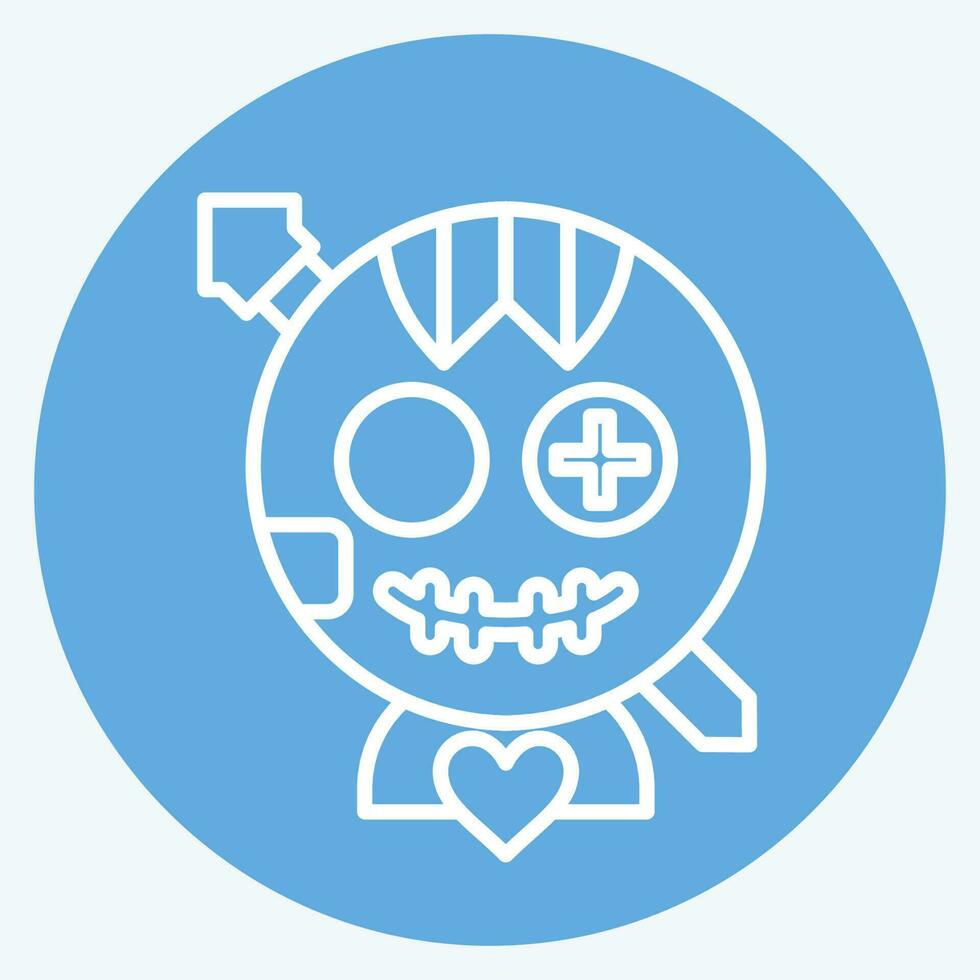 icona vudù Bambola. relazionato per Halloween simbolo. blu occhi stile. semplice design modificabile. semplice illustrazione vettore
