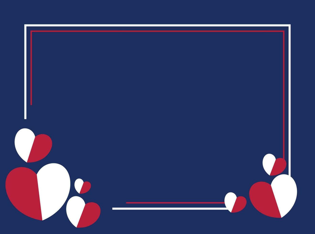 americano nazionale vacanza sfondo nel blu, bianca, rosso colori con cuore icona. design per striscione, saluto carta, invito, sociale media, ragnatela. vettore