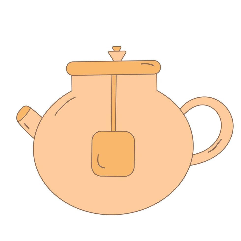 teiera bicchiere giallo tè erba frutta icona elemento vettore