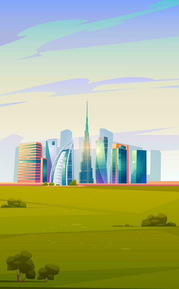 dubai, Emirati Arabi Uniti orizzonte con mondo famoso edifici vettore