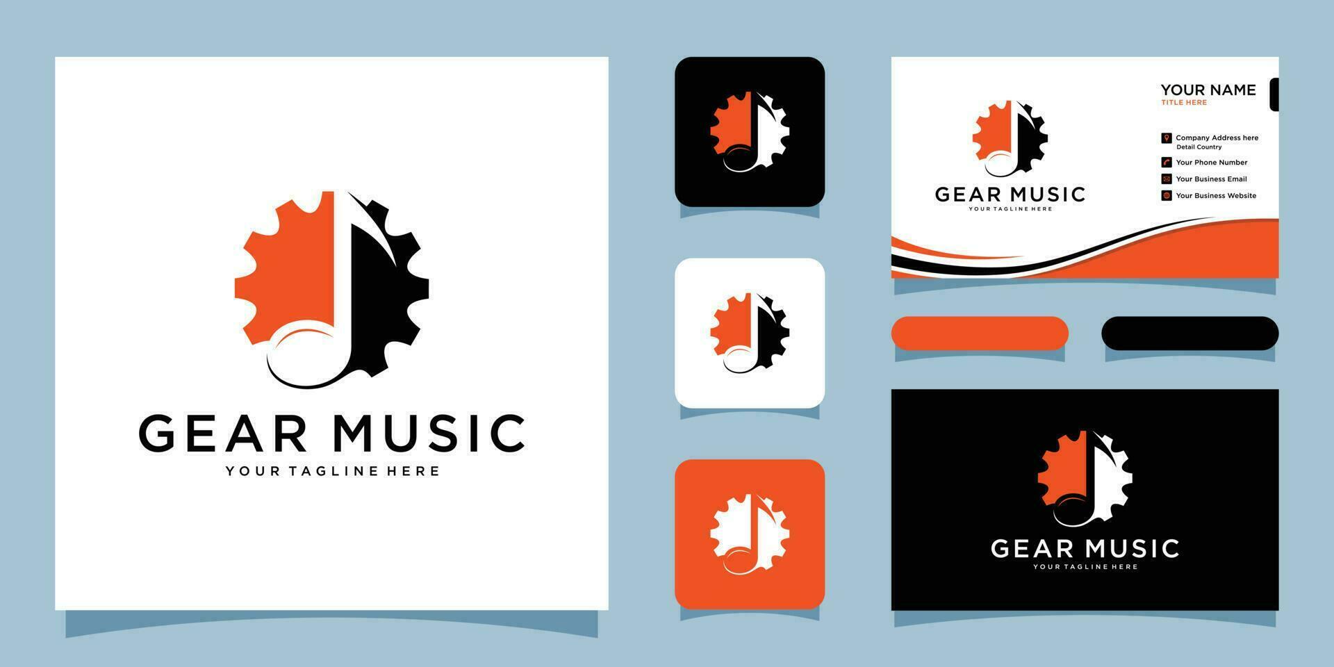Ingranaggio e musica simboli, musica icone con attività commerciale carta design premio vettore