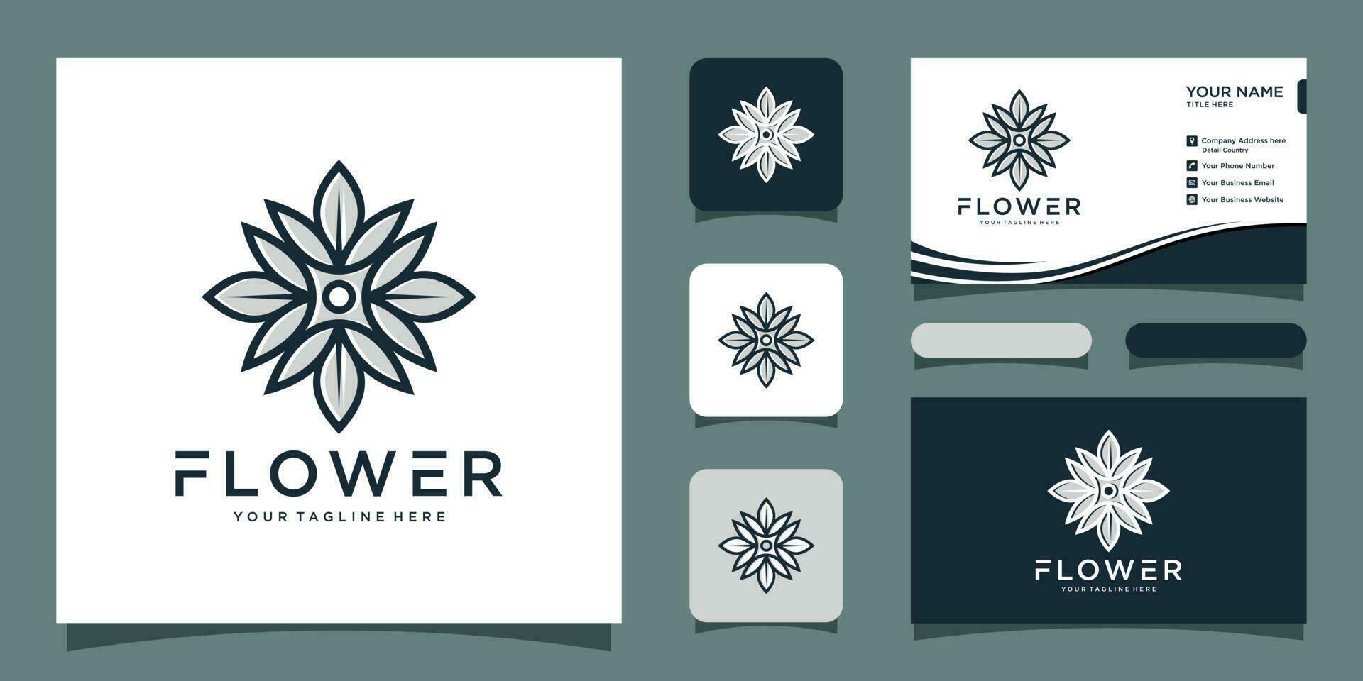 fiore logo lusso con attività commerciale carta design premio vettore