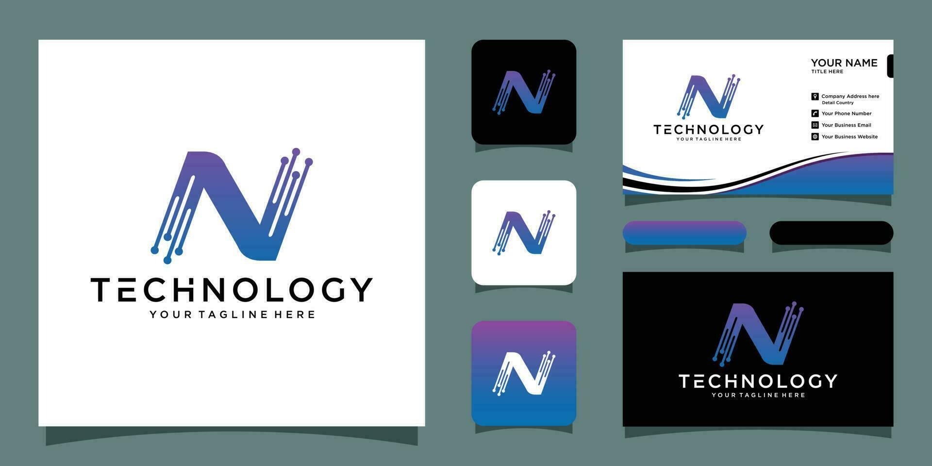 lettera n logo design modello,tecnologia,elettronica,digitale,logotipo con attività commerciale carta design premio vettore