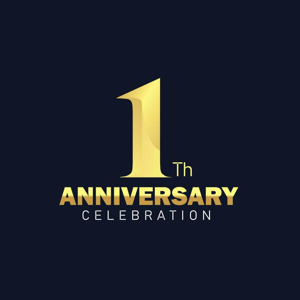 1 ° anniversario logo disegno, d'oro anniversario logo. 1 ° anniversario modello, 1 ° anniversario celebrazione vettore