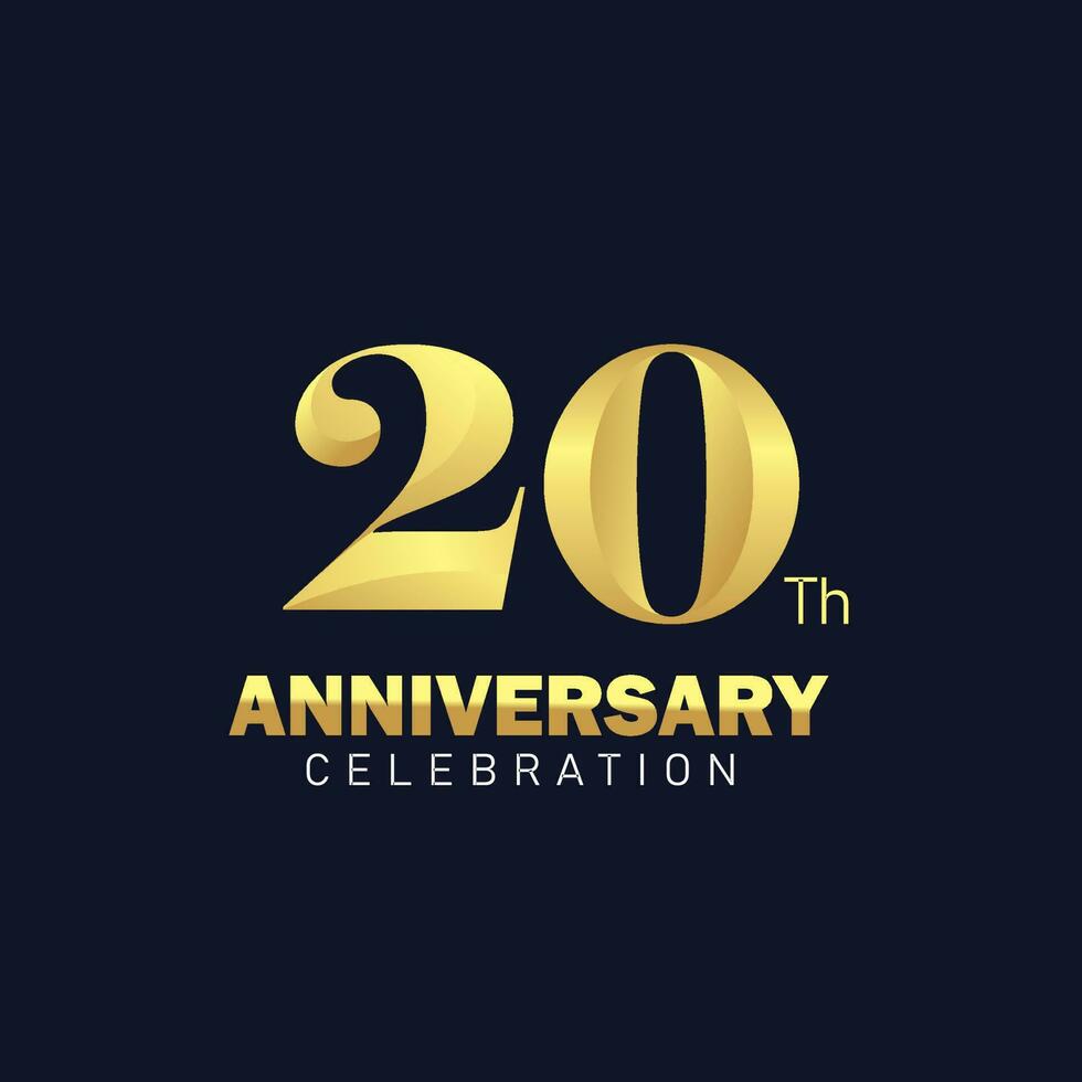 20 anniversario logo disegno, d'oro anniversario logo. 20 anniversario modello, 20 anniversario celebrazione vettore