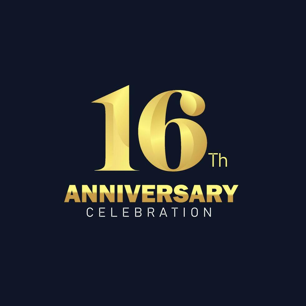 16 ° anniversario logo disegno, d'oro anniversario logo. 16 ° anniversario modello, 16 anniversario celebrazione vettore