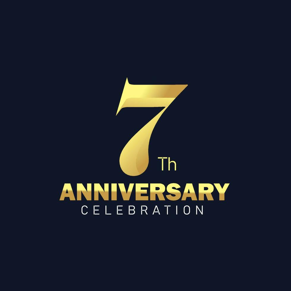7 ° anniversario logo disegno, d'oro anniversario logo. 7 ° anniversario modello, 7 ° anniversario celebrazione vettore