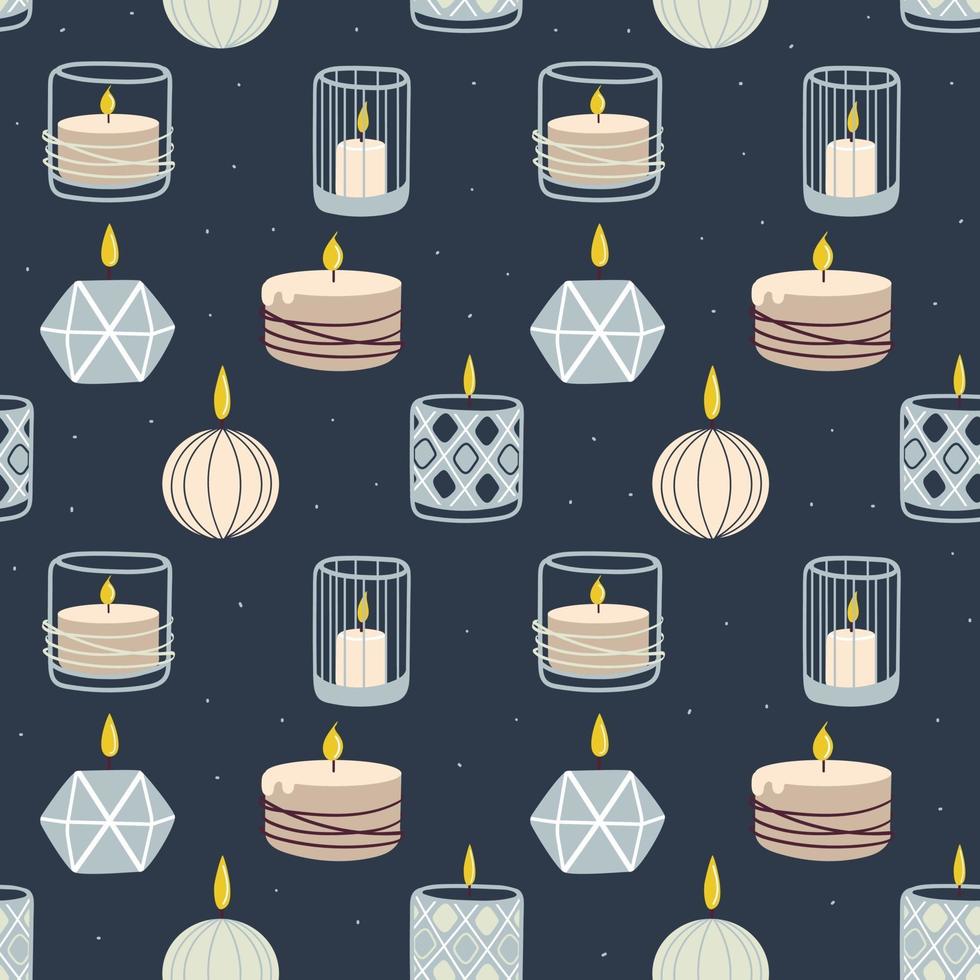 candele accese profumate seamless pattern.design per la stampa, tessuti, involucri. illustrazione vettoriale spa e aromaterapia