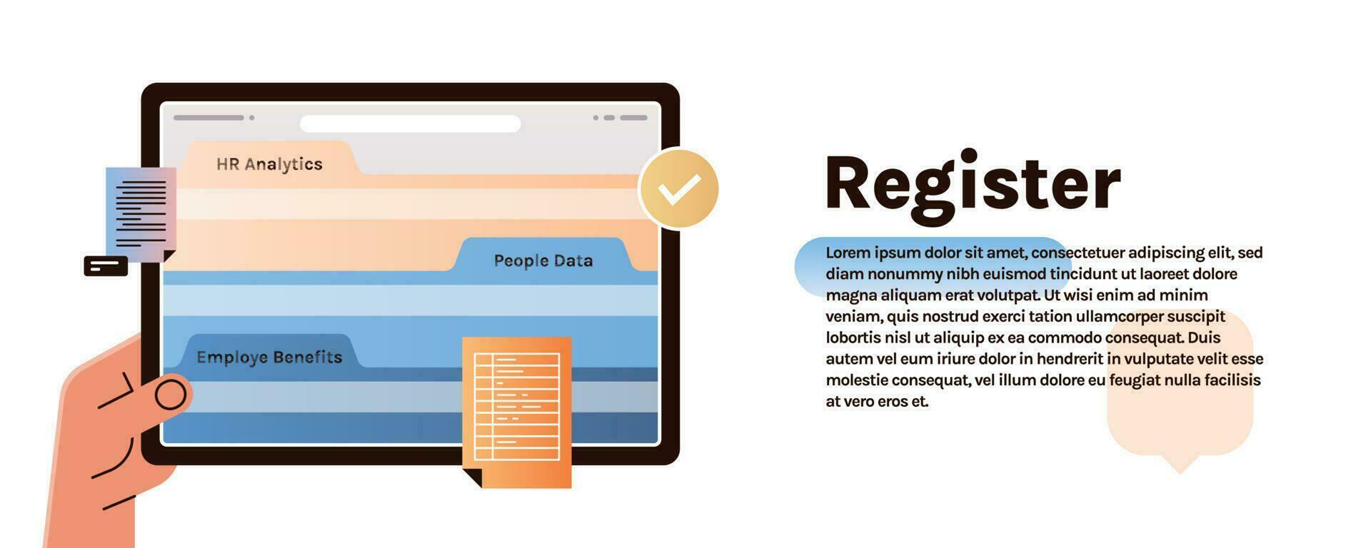 cartelle di registro di file e documenti di dati di persone illustrazione vettoriale piatta.